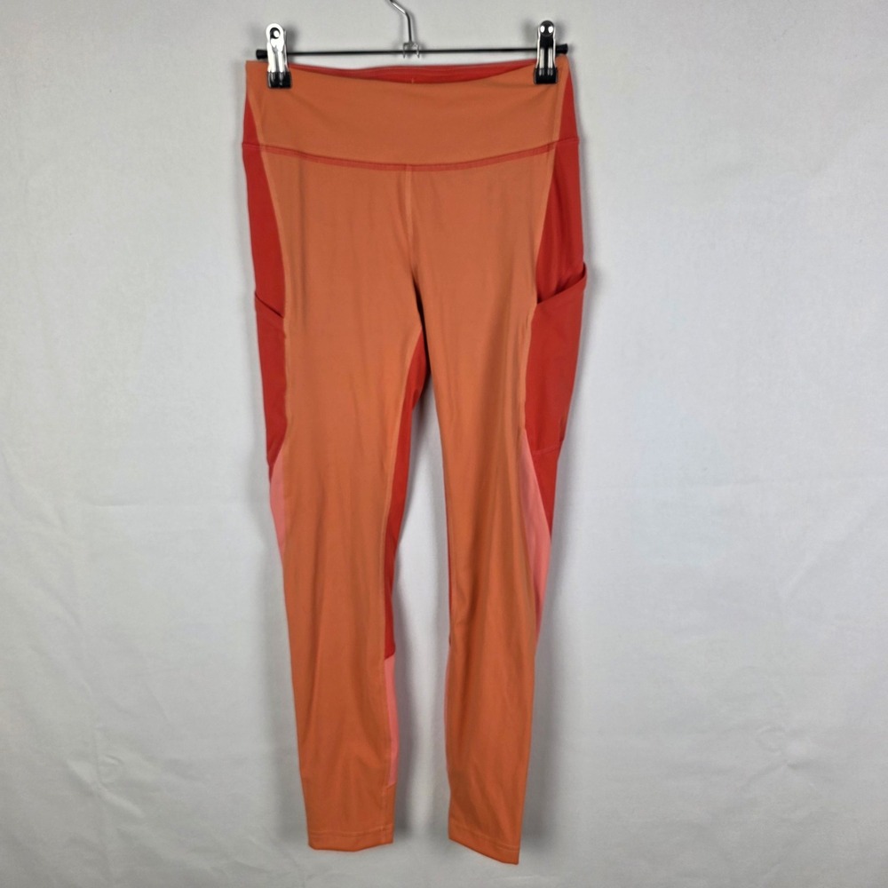Outdoor Voices TechSweat Colorblock Leggings Orange Red Womens Small Pockets